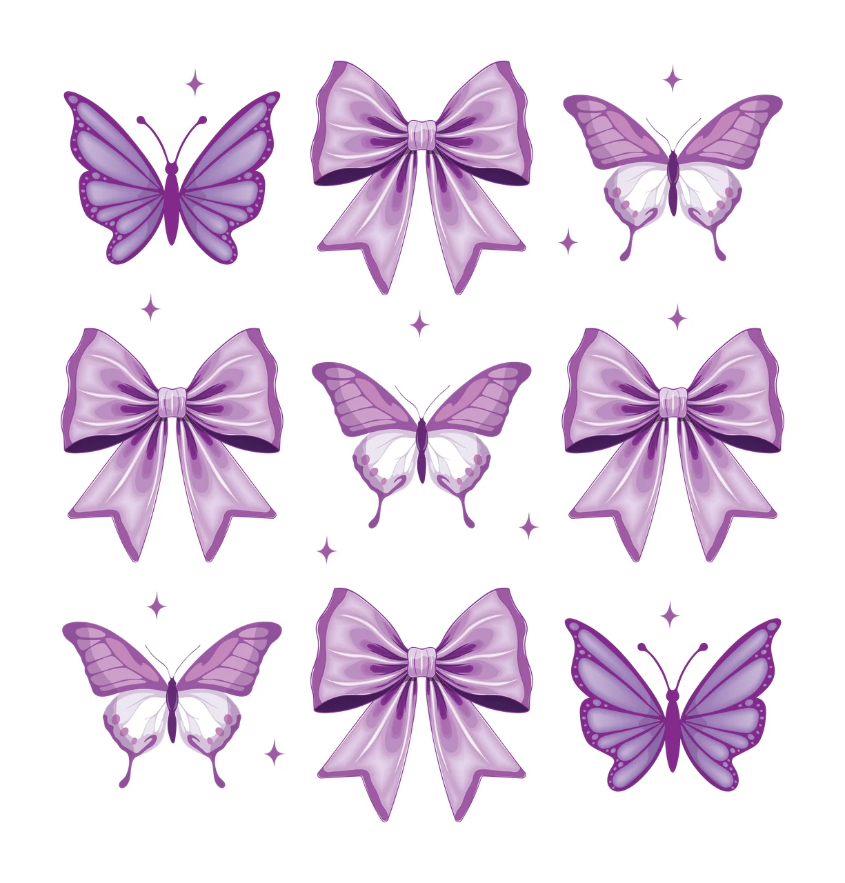 Butterfly And Bow Silhouette Pattern arrangement star black