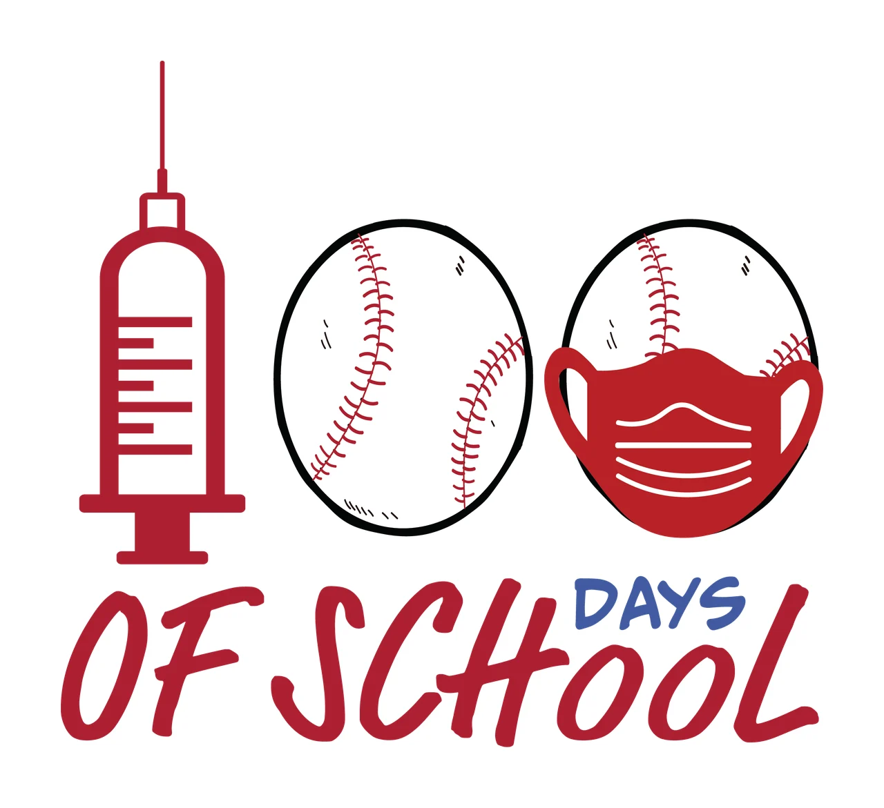 100 Days Of School Syringe Graphic forming numbers ovals minimalist