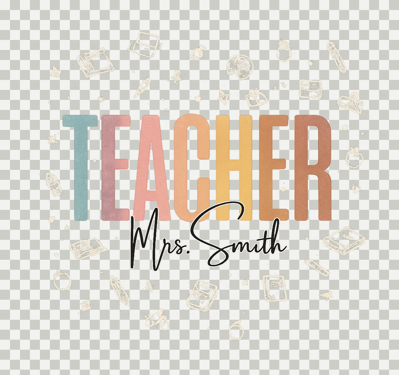 Personalized teacher name custom back to school design first transparency and detail preview thumbnail