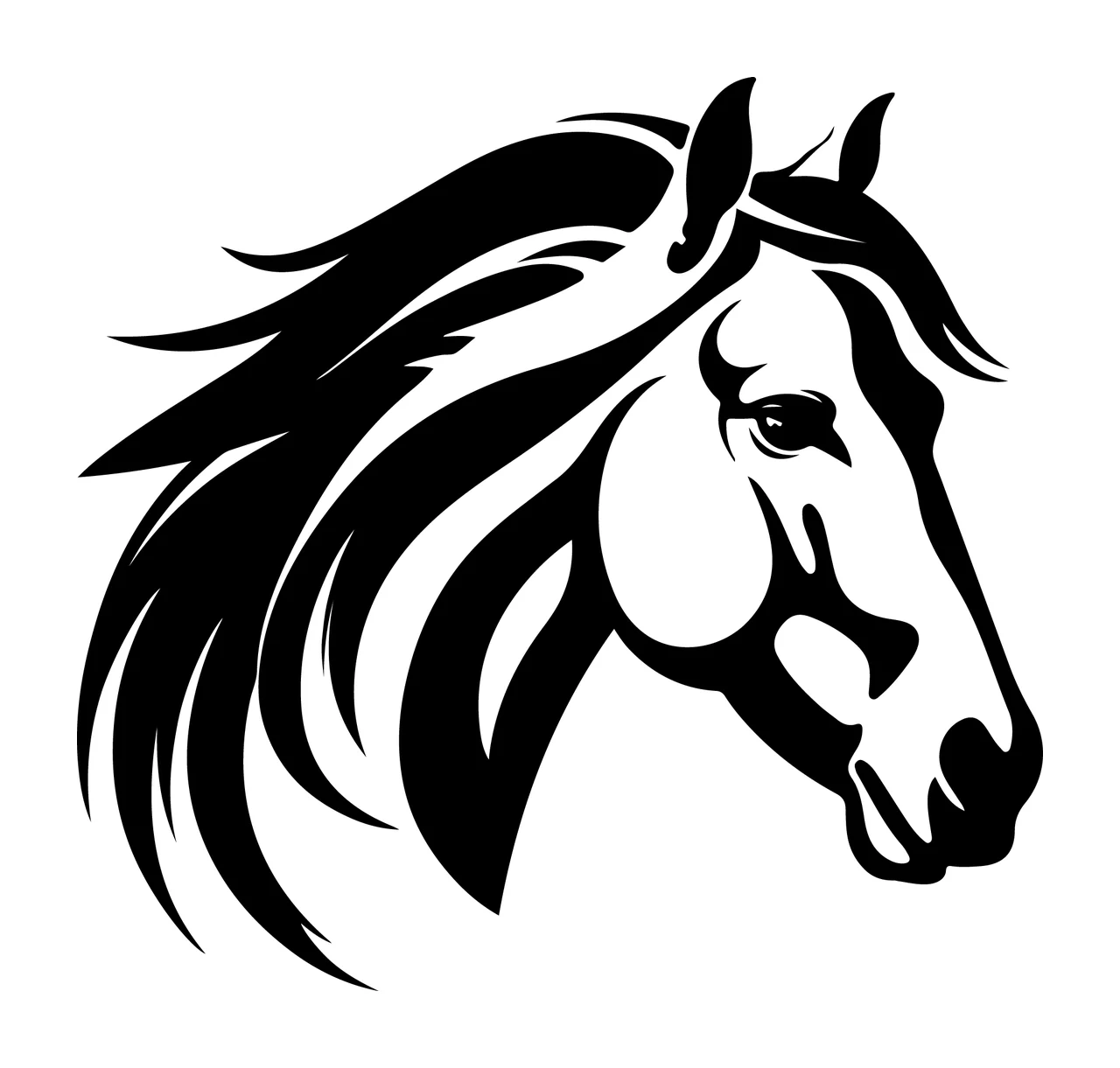 Horse Head Stylized Of A With Flowing Long profile mane eye