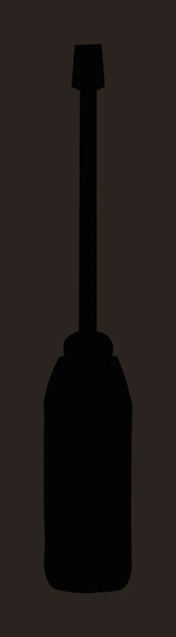 Silhouette Design of screwdriver with handle, shaft and flathead tip in black and white contrast preview thumbnail