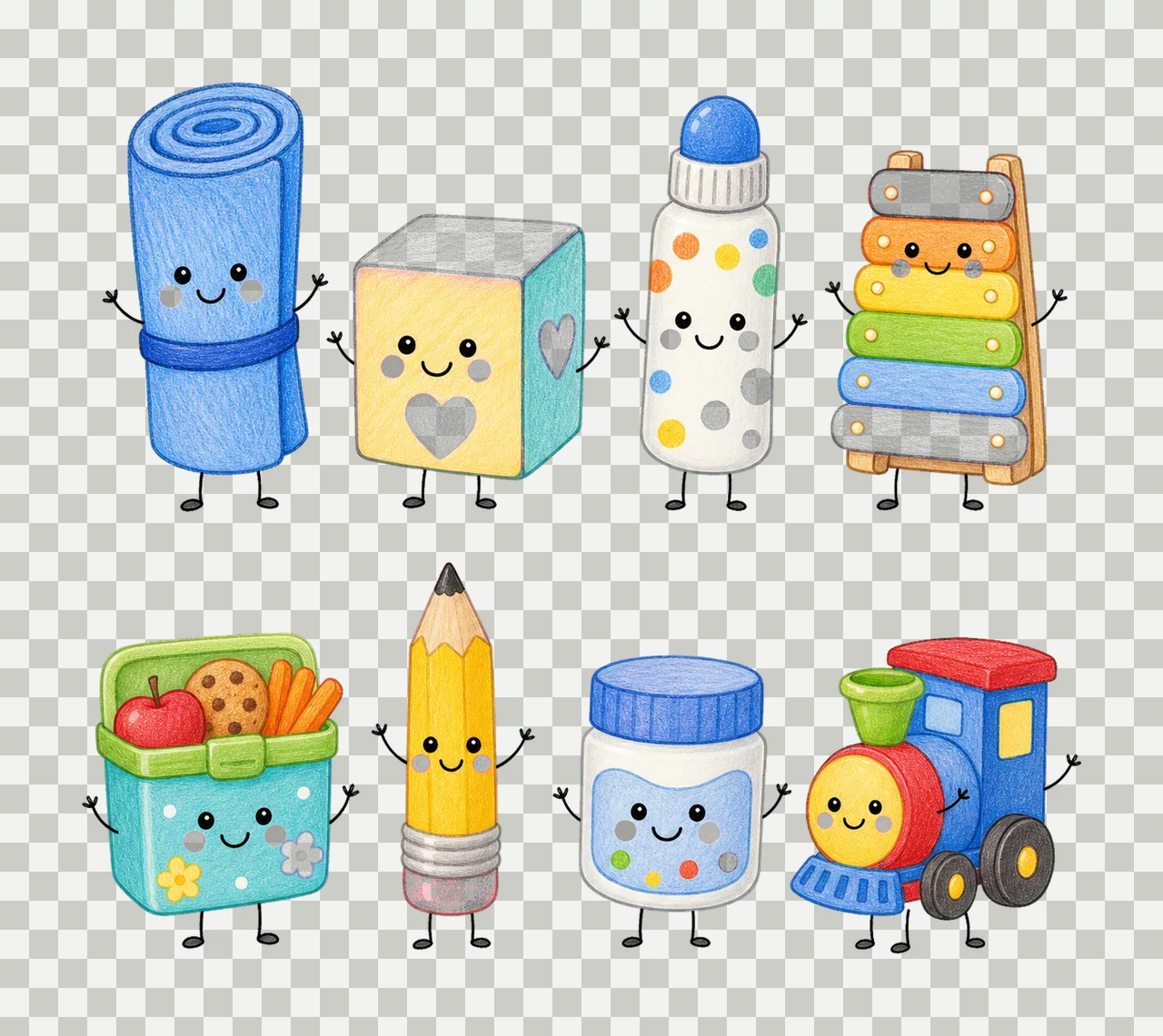 Preschool Aide School Employee Doodles Cute Variation B transparency and detail preview thumbnail
