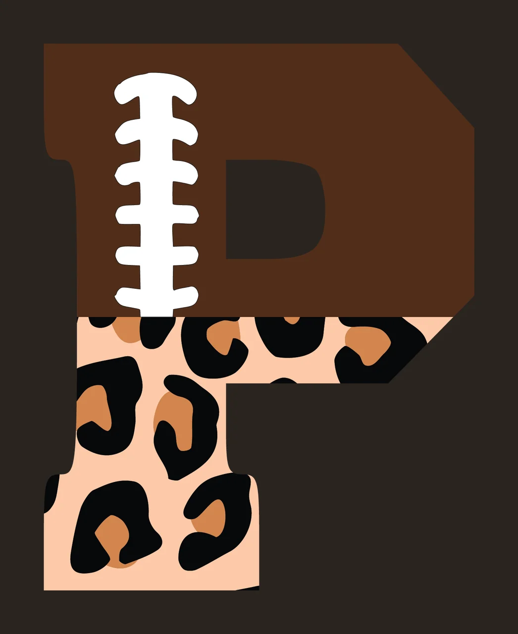 Football Font Half Leopard Character 06 american gridiron touchdown contrast preview thumbnail
