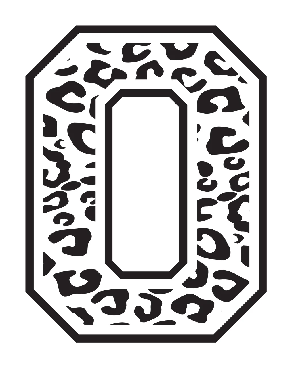 Black Varsity Half Font Leopard Character 05 print animal cheetah