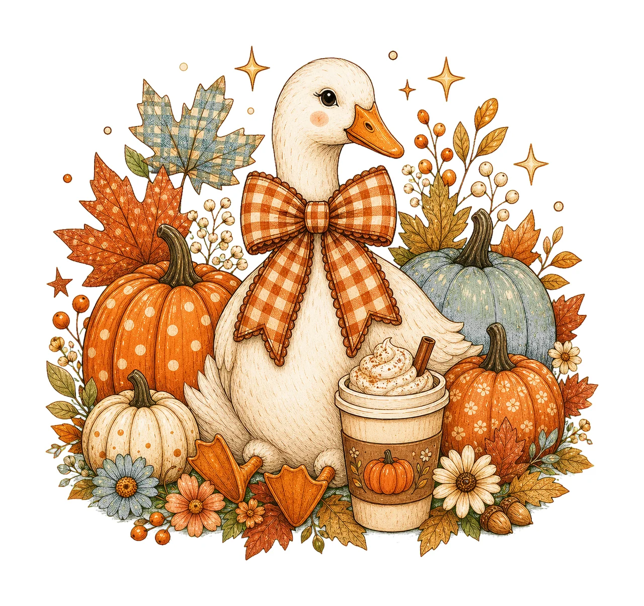 Preppy Fall Goose Coquette Autumn Pumpkin Spice Variation A