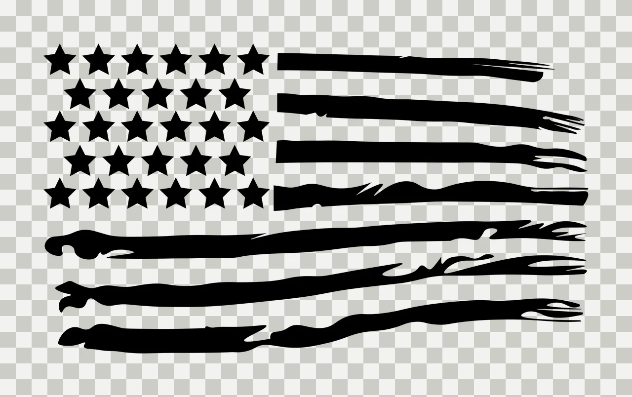 Black Flag United States With Distressed Stripes stars white transparency and detail preview thumbnail