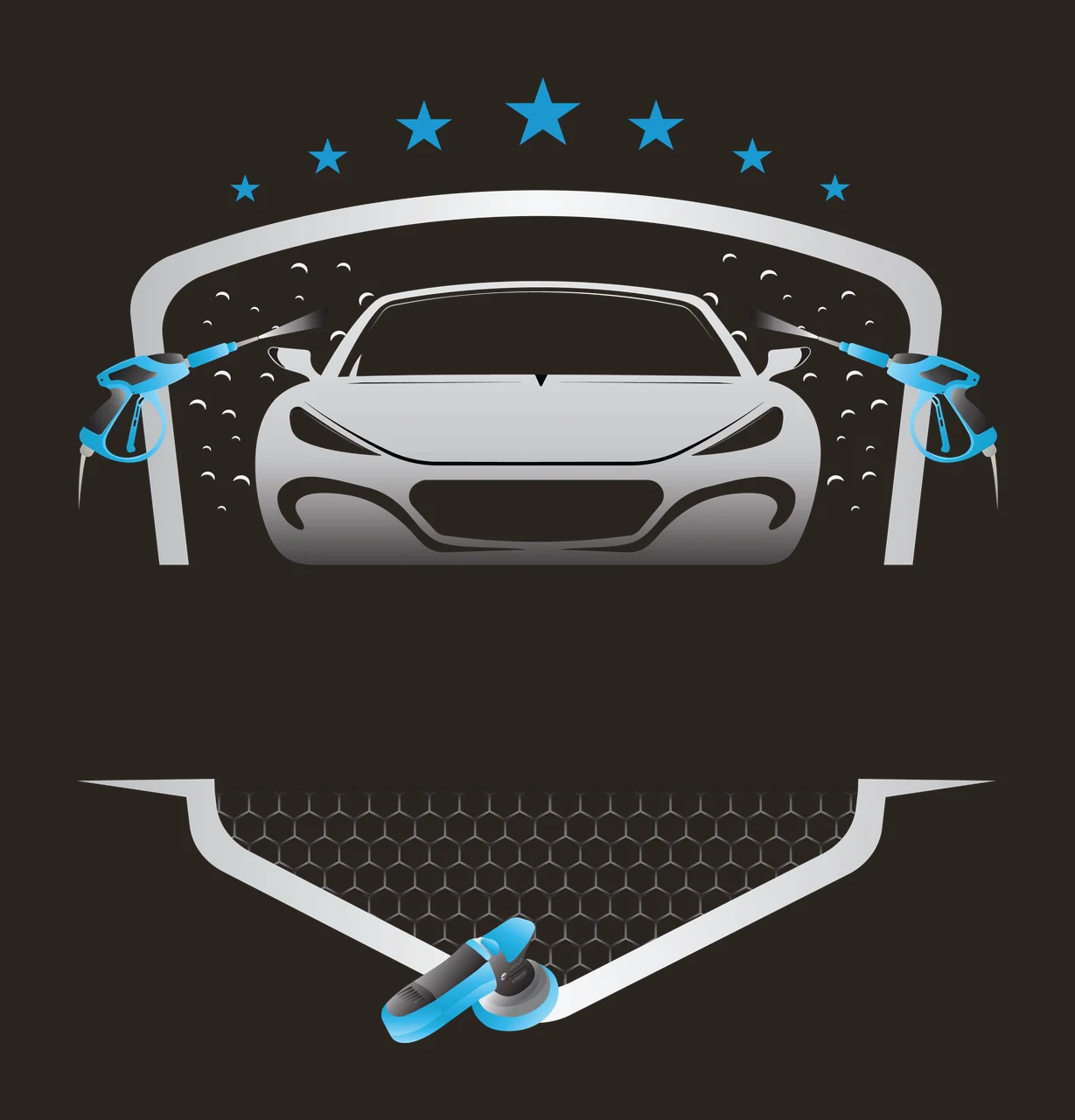 Logo Front View Of Car With Spray Nozzles honeycomb stars black contrast preview thumbnail