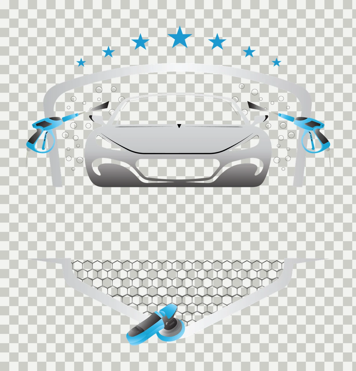 Logo Front View Of Car With Spray Nozzles honeycomb stars black transparency and detail preview thumbnail