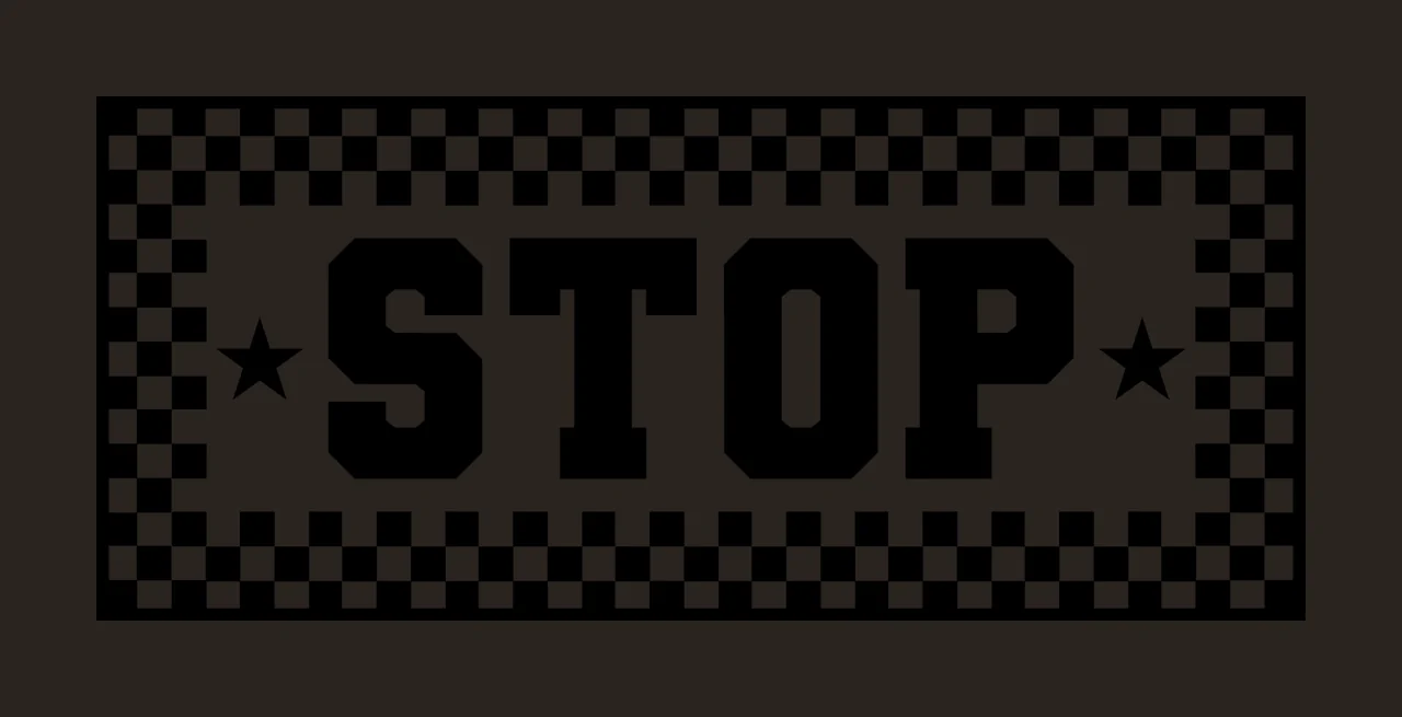 Stop Black Sign Text With A Checkered Border pattern stars contrast preview thumbnail