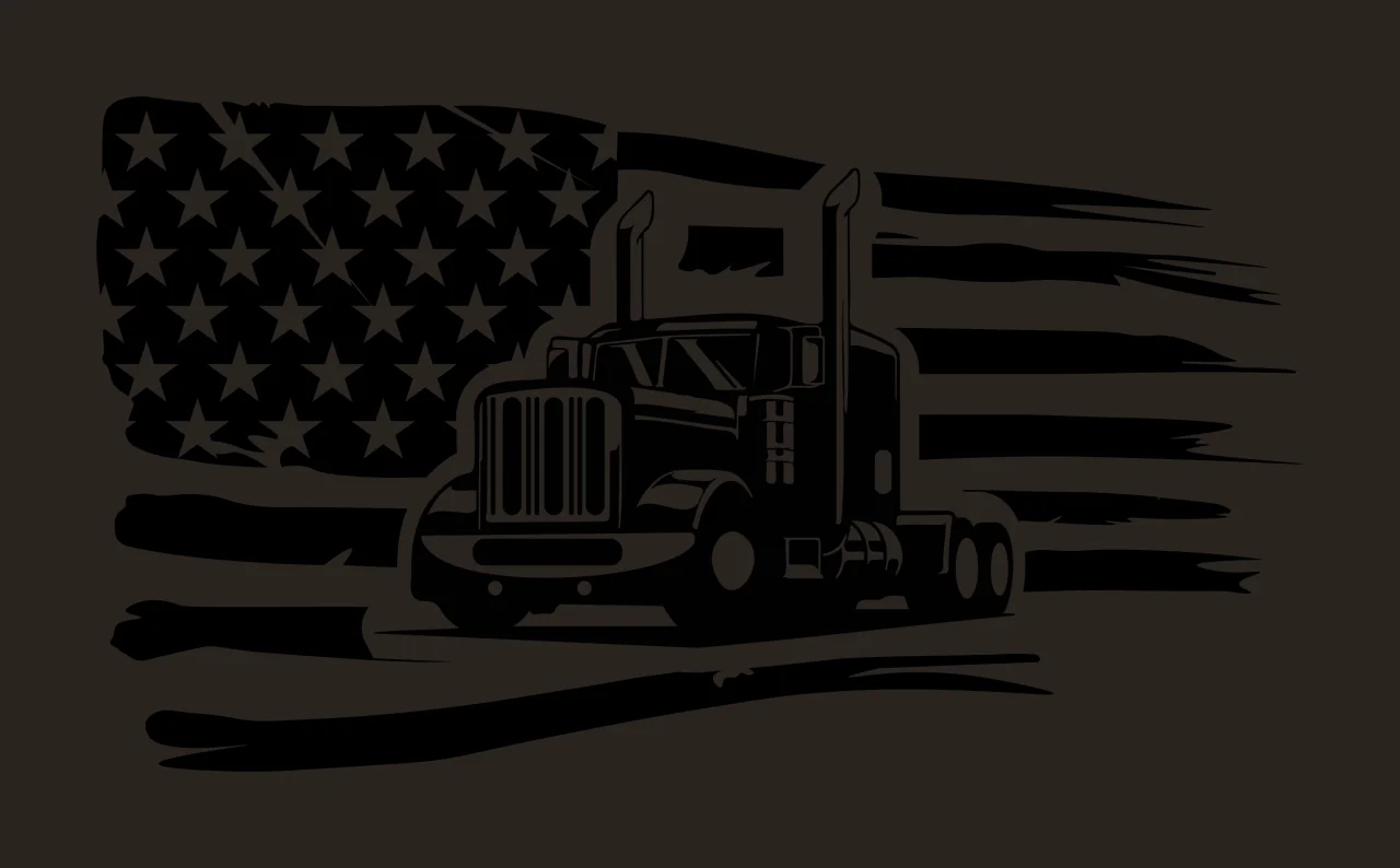Semi Truck Flag Over American Pattern driving stars stripes contrast preview thumbnail