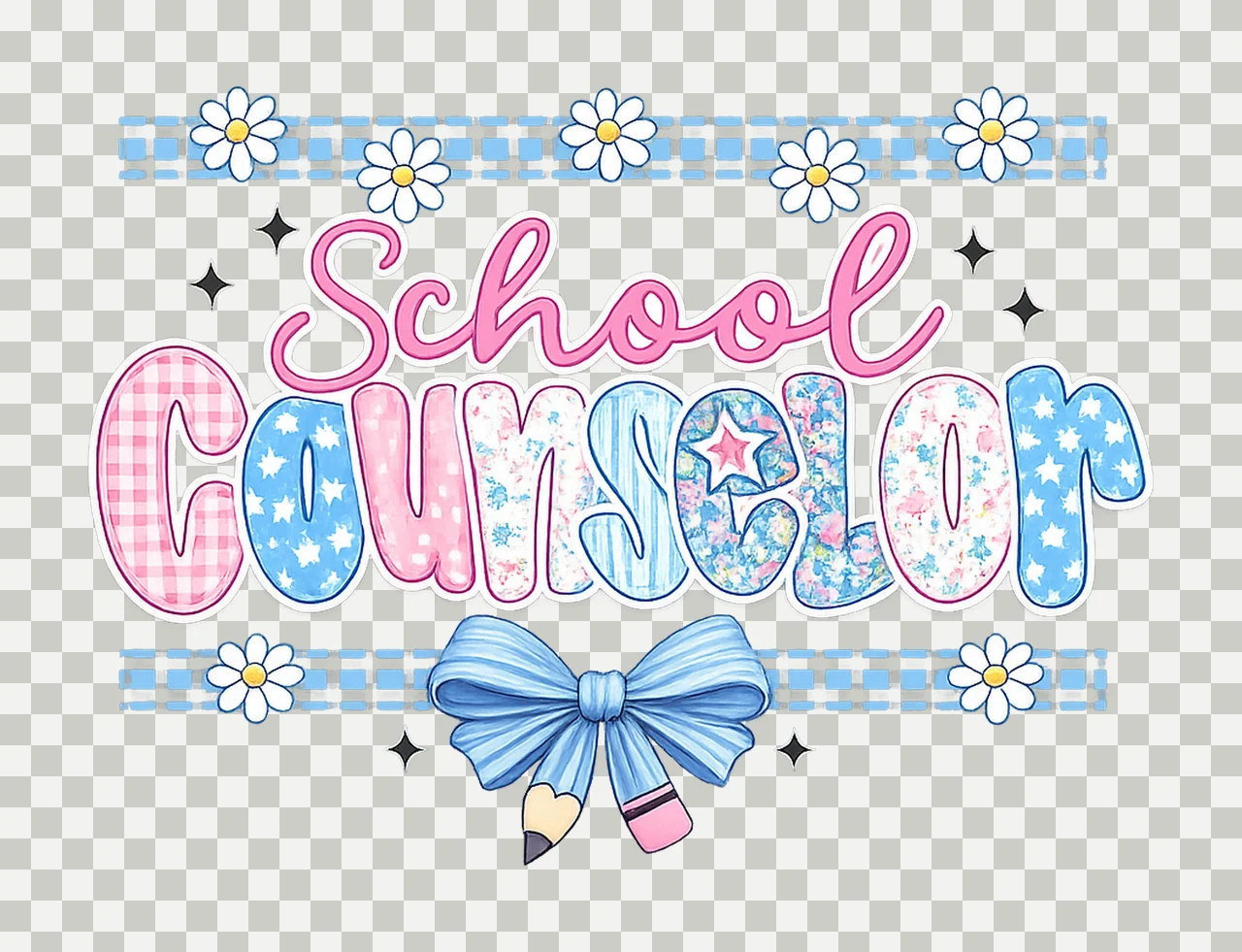 Coquette School Counselor Preppy Floral Design Back to transparency and detail preview thumbnail