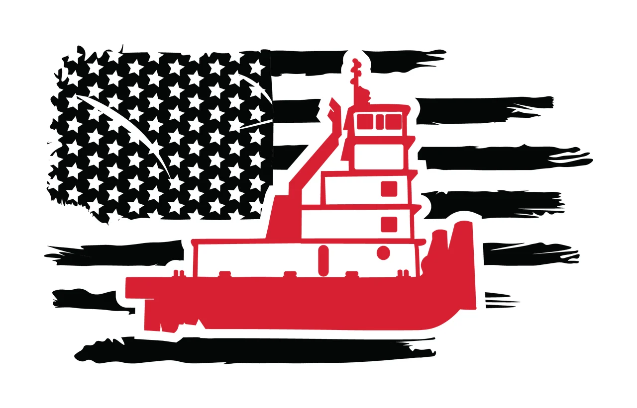 Can Glass Wrap Tugboat Graphic On American Flag