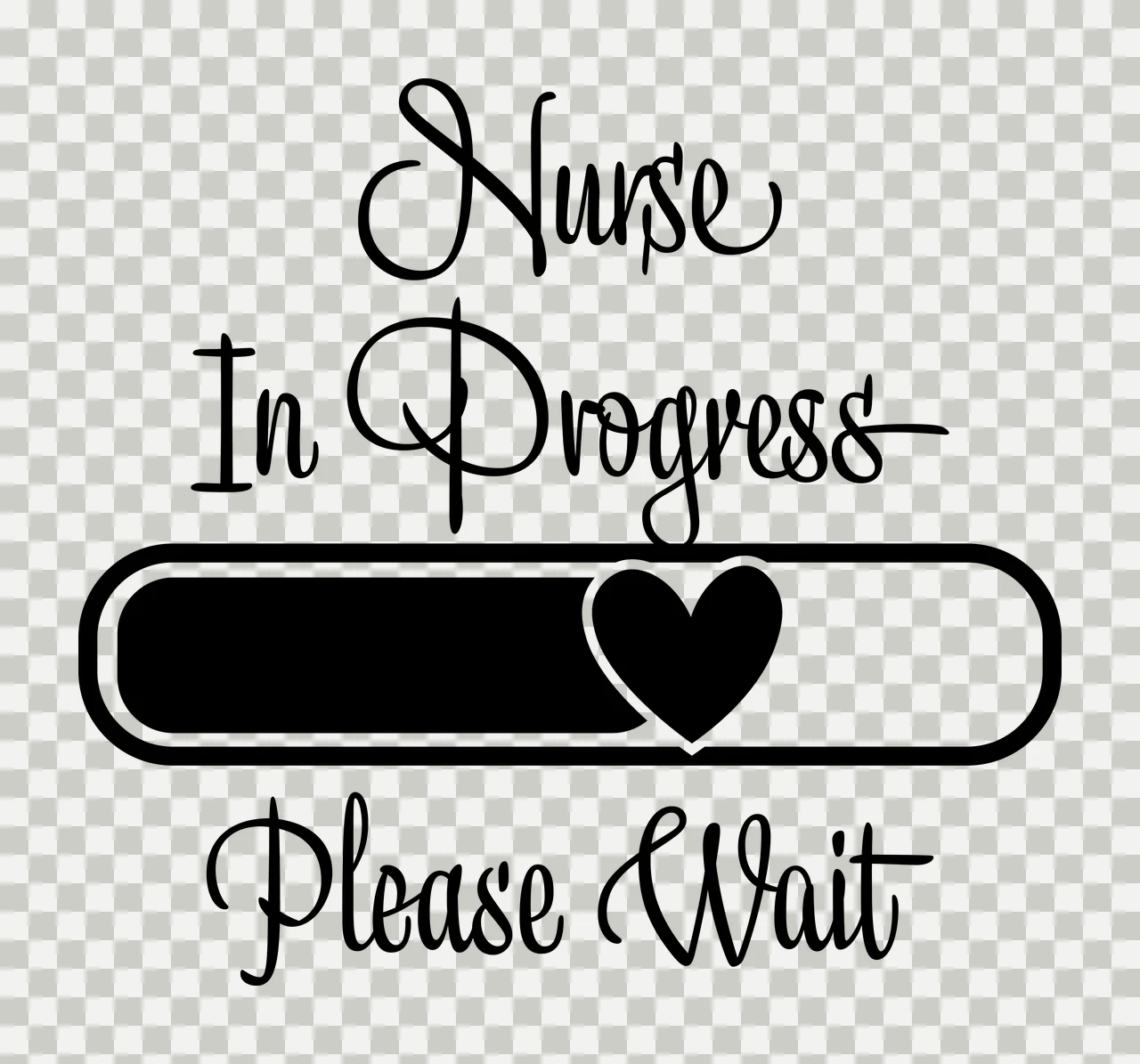 Nurse In Progress Text With Heart Icon Loading bar black white transparency and detail preview thumbnail
