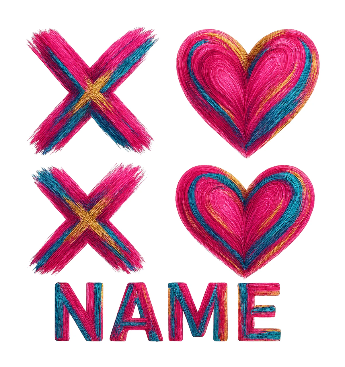 Valentines Day Heart Brushstroke XOXO Retro Valentine Design