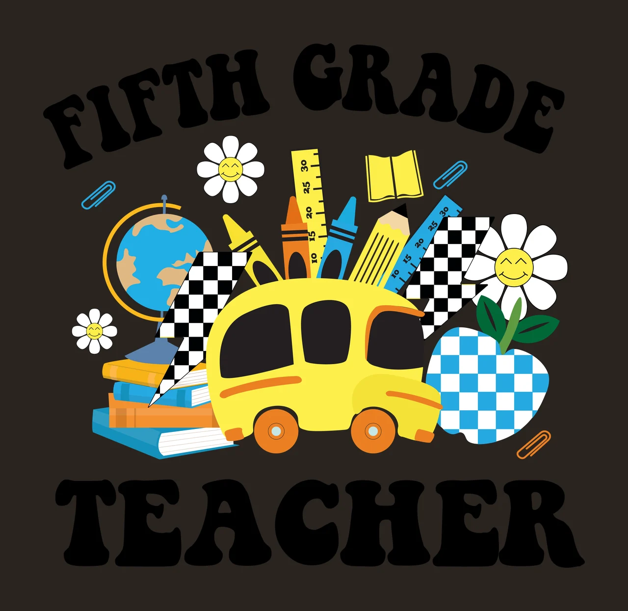 Teacher Silhouette School Supplies stationary globe apple Variation contrast preview thumbnail