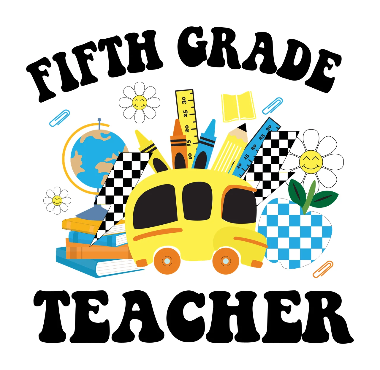 Teacher Silhouette School Supplies stationary globe apple Variation