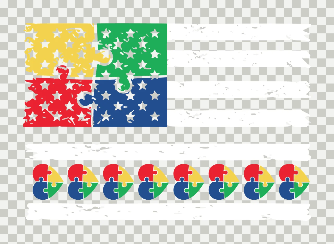 Flag Distressed American Heart Puzzle Design Distressing stars transparency and detail preview thumbnail