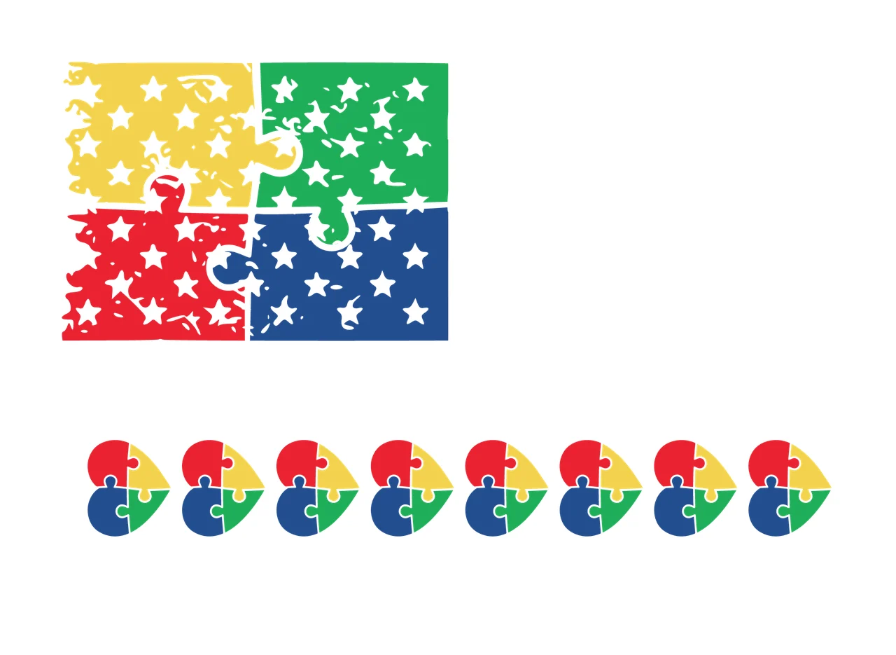 Flag Distressed American Heart Puzzle Design Distressing stars