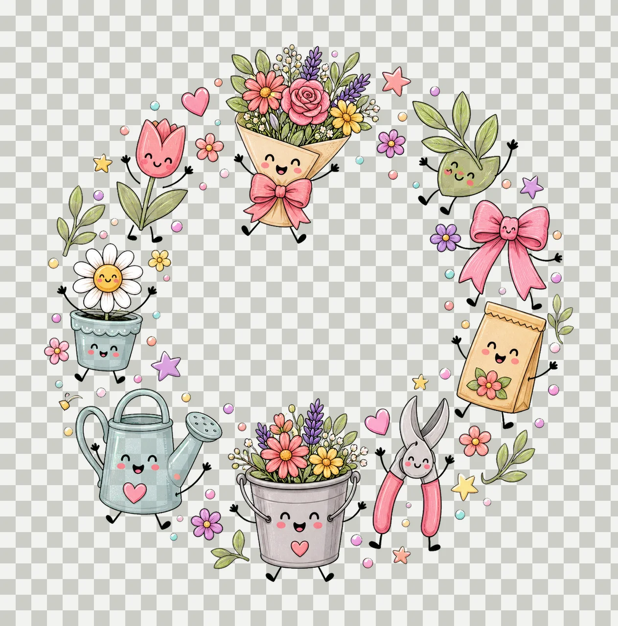 Florist Flower Shop Design Doodle Style Variation E transparency and detail preview thumbnail