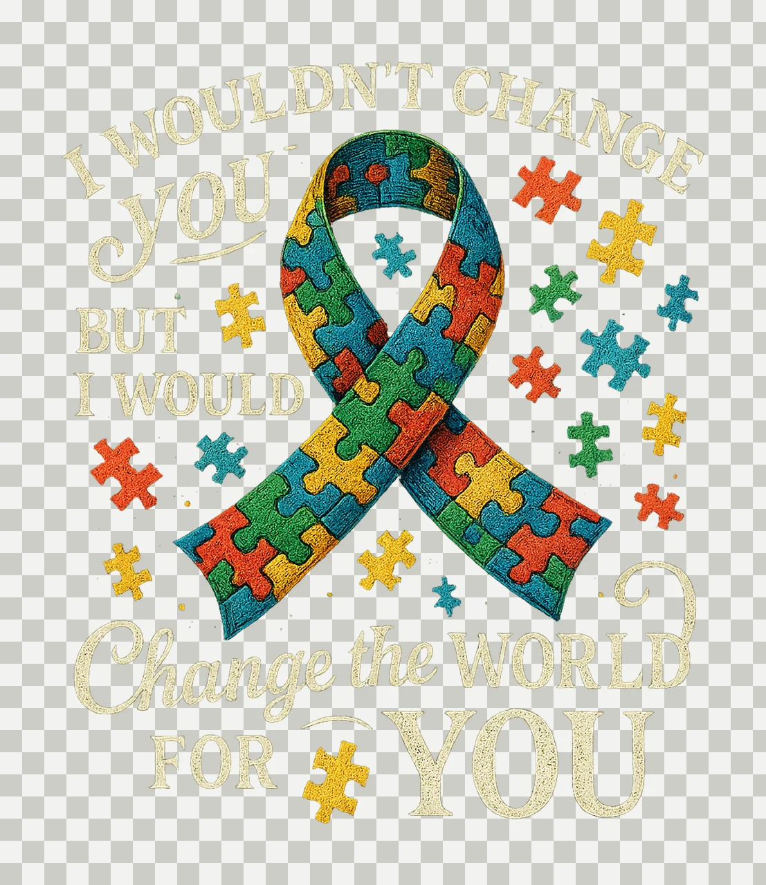 Autism Awareness Be Kind Puzzle Design Inspirational Quote transparency and detail preview thumbnail