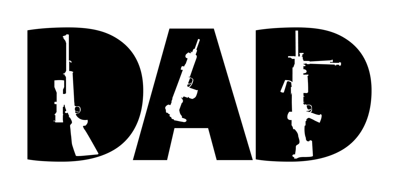 Dad Word With Rifle Silhouettes typography rifles letters minimalist