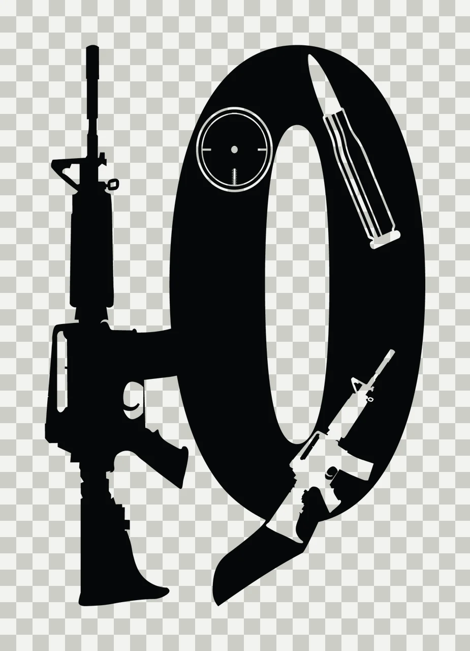 Gun Alphabet Character 07 scalable logo design icon transparency and detail preview thumbnail