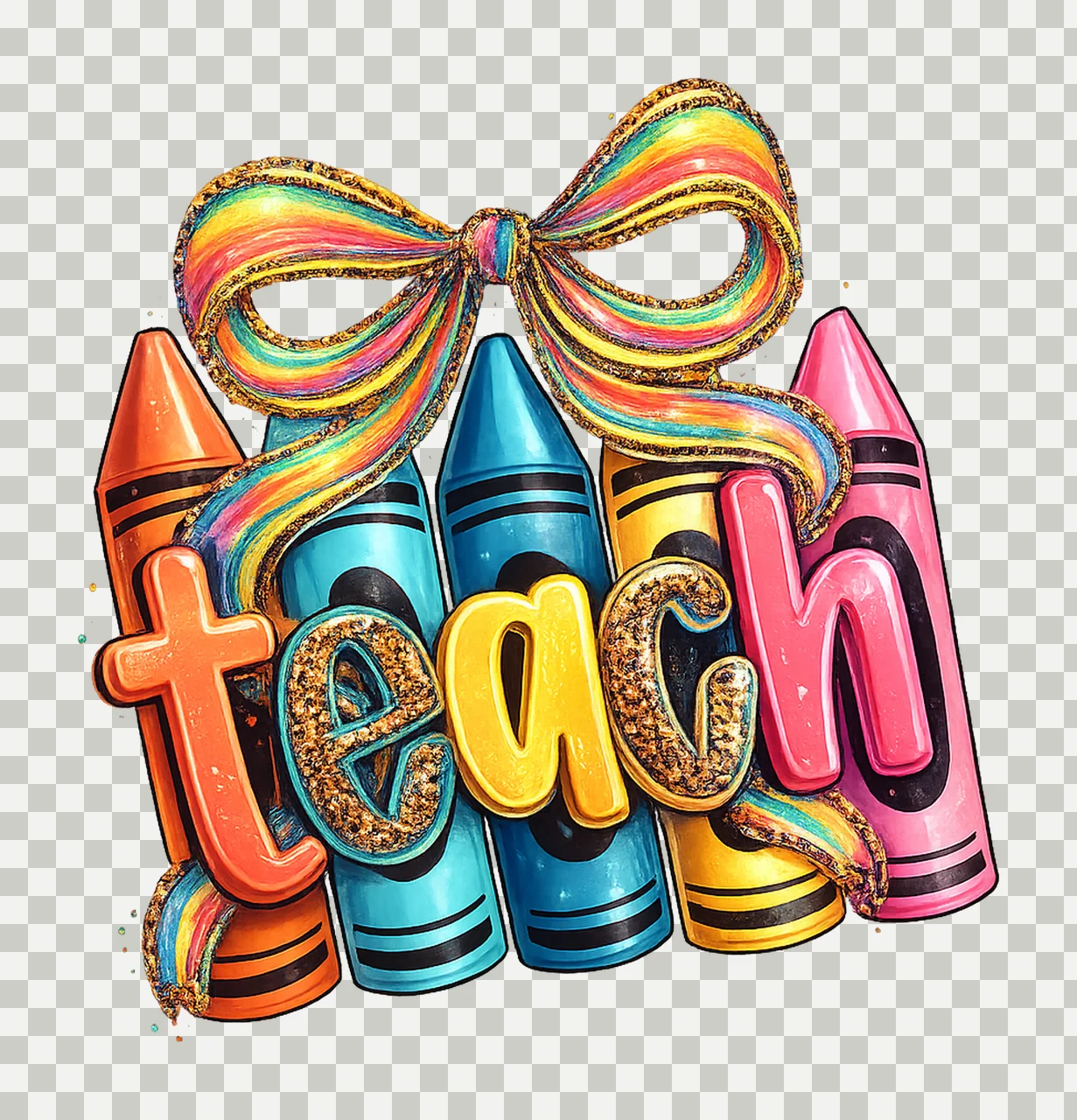Cute Teacher Colorful Leopard Print School Teacher Markers transparency and detail preview thumbnail