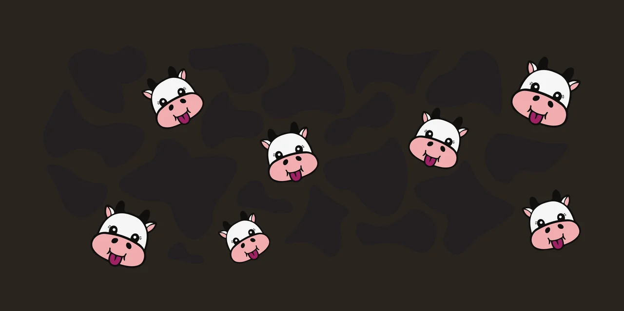 Cow Can Glass Wrap Black Print Pattern Heads patterning head contrast preview thumbnail
