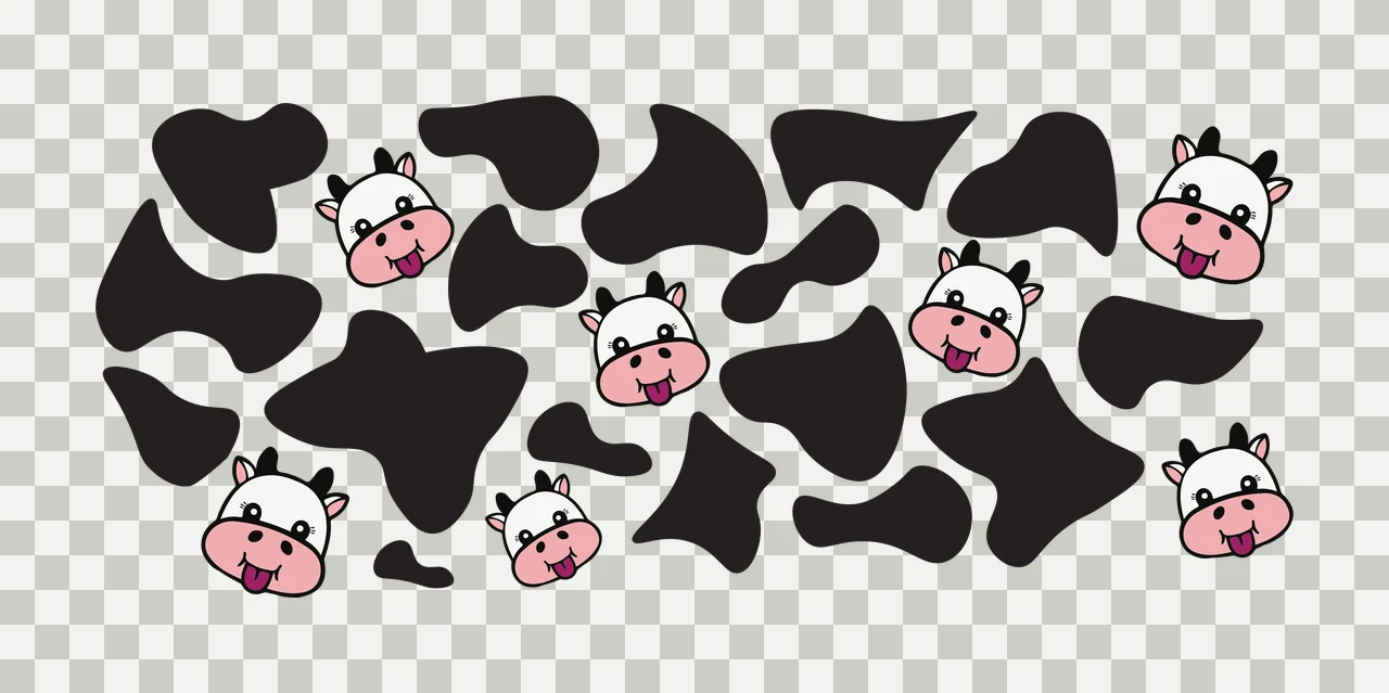 Cow Can Glass Wrap Black Print Pattern Heads patterning head transparency and detail preview thumbnail