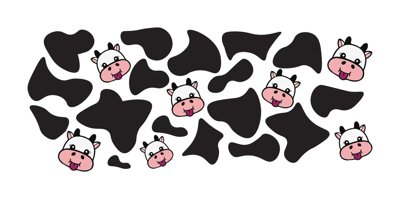 Cow Can Glass Wrap Black Print Pattern Heads patterning head