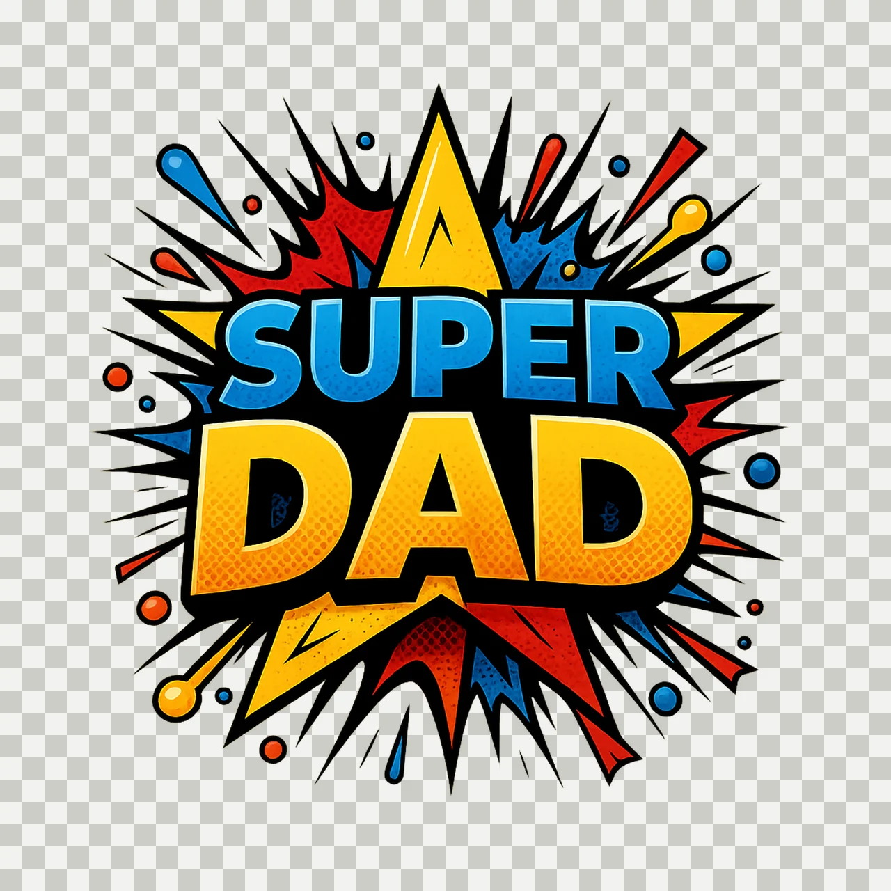 Super Dad Typography And Star Burst With Text dots comic transparency and detail preview thumbnail
