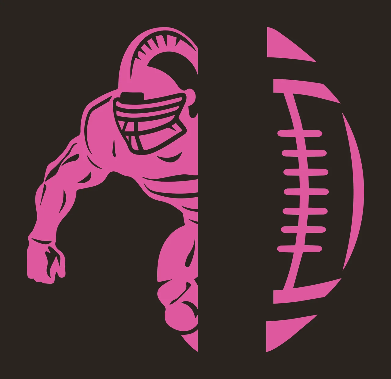 Football Player And Ball Split Design Standing Helmet Graphic contrast preview thumbnail