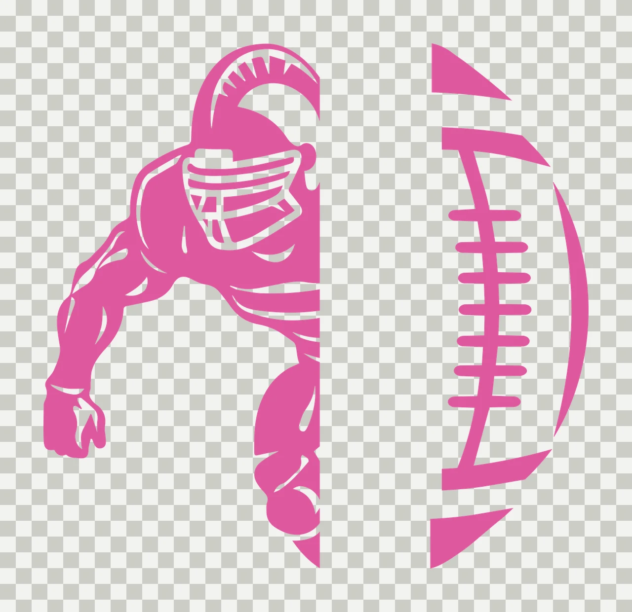 Football Player And Ball Split Design Standing Helmet Graphic transparency and detail preview thumbnail