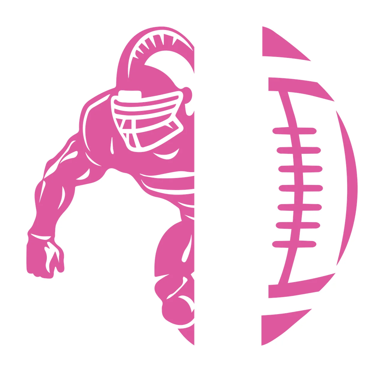 Football Player And Ball Split Design Standing Helmet Graphic