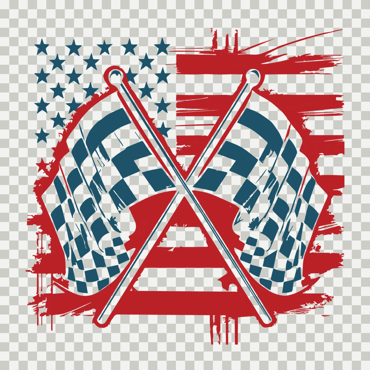 Flag Crossed Racing Flags Us crossing checkered stars and stripes transparency and detail preview thumbnail