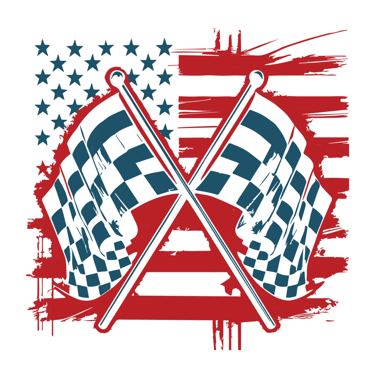 Flag Crossed Racing Flags Us crossing checkered stars and stripes