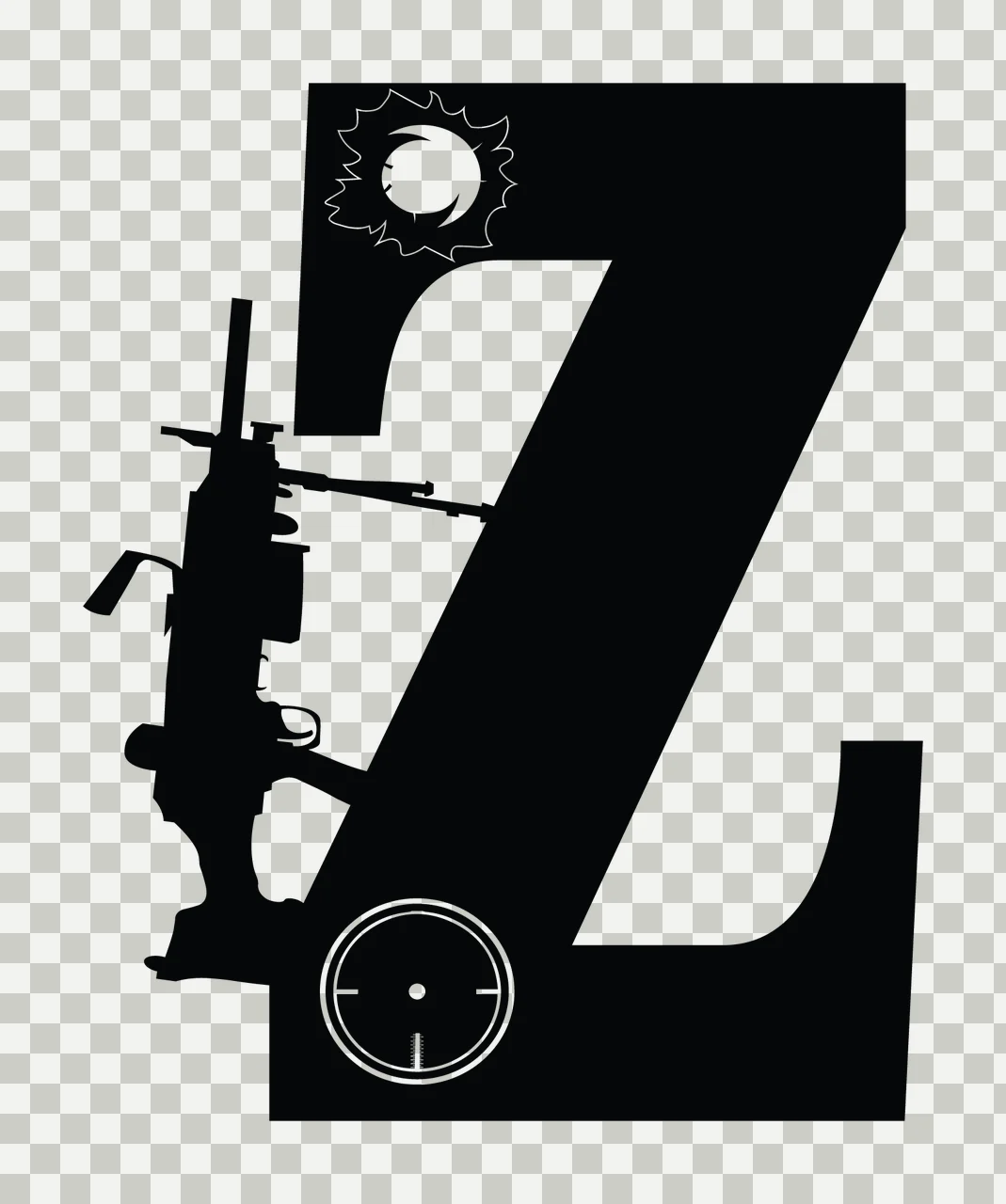 Gun Alphabet Character 17 scalable logo design icon transparency and detail preview thumbnail