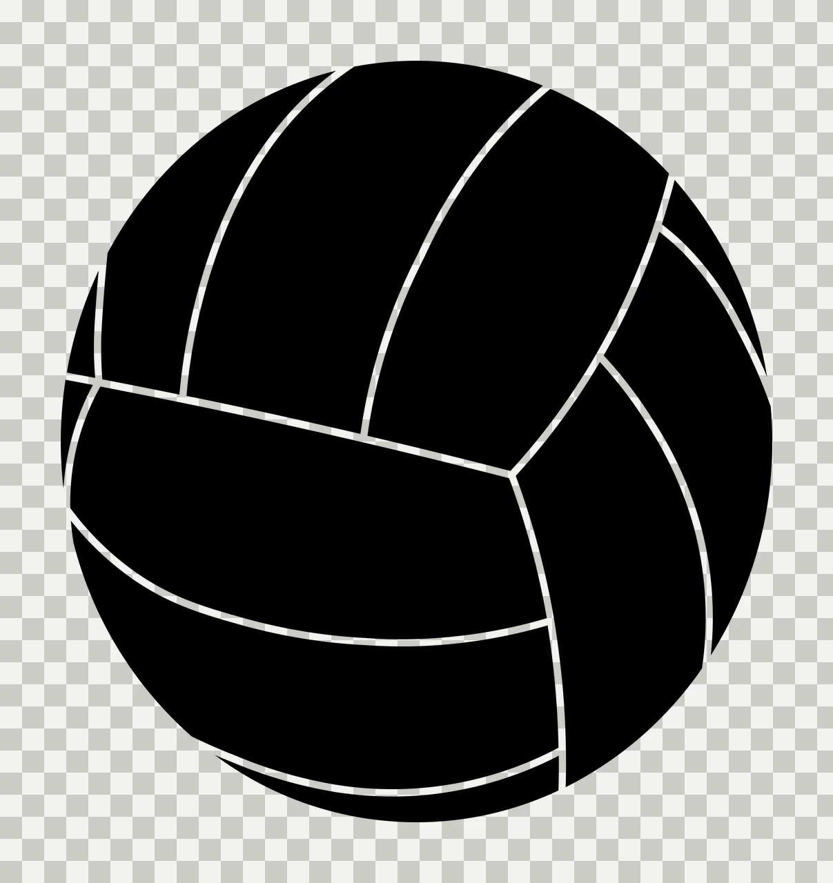 Silhouette Design of volleyball with panels, sports ball, black and white and icon transparency and detail preview thumbnail