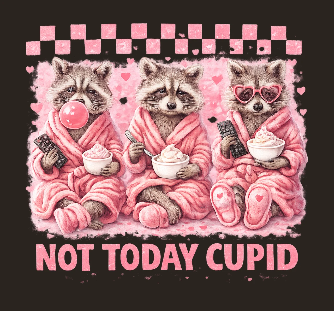Not Today Cupid Snarky Raccoon Valentines Day Design contrast preview thumbnail