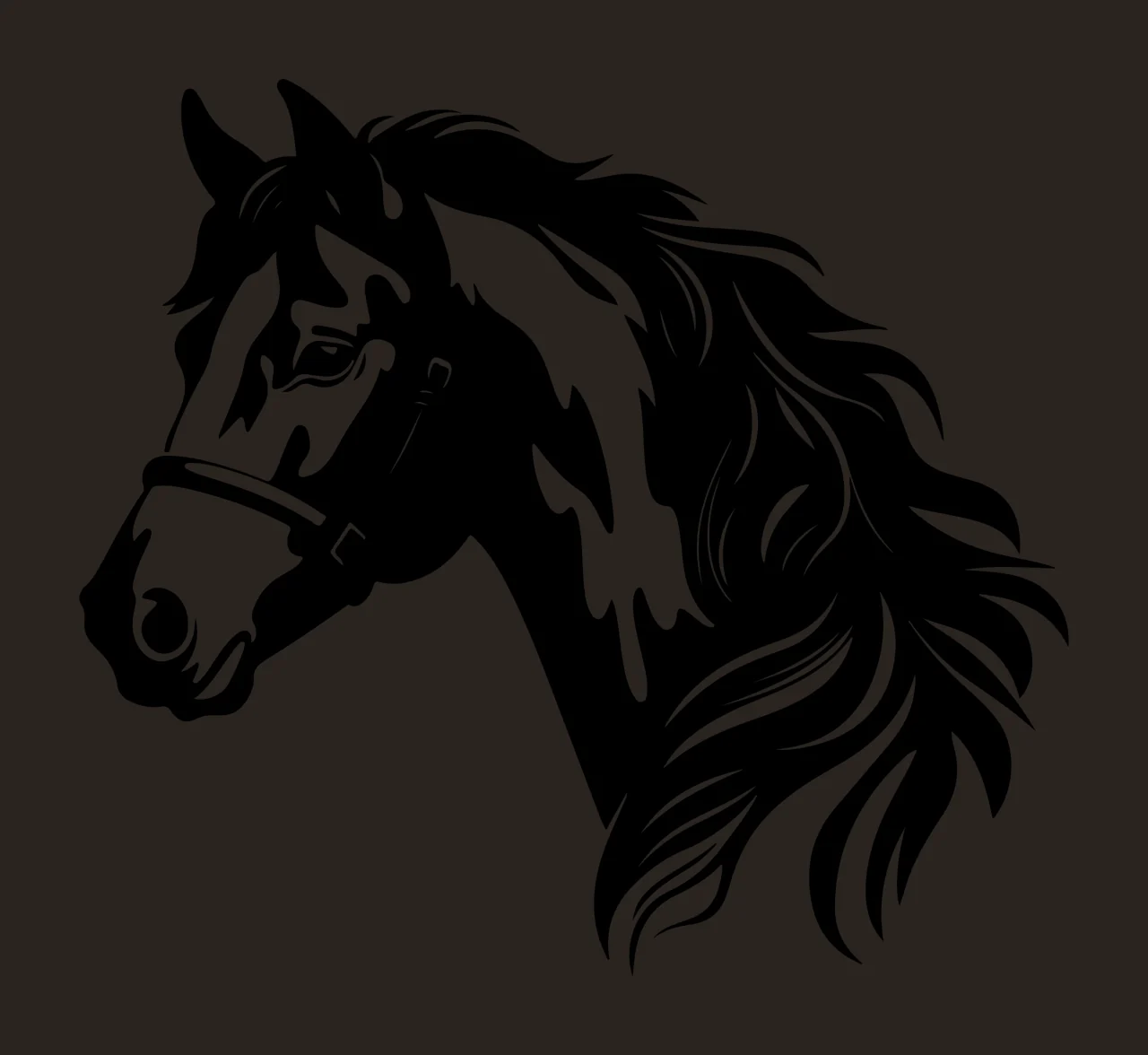 Horse Head Profile Graphic Illustration standing halter mane contrast preview thumbnail