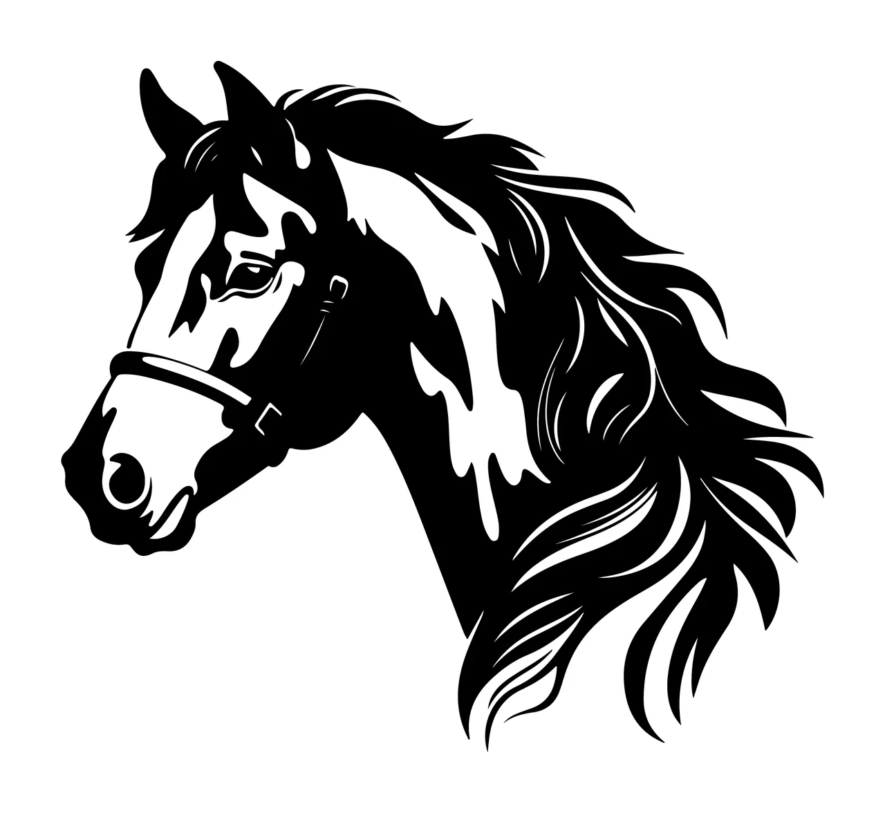 Horse Head Profile Graphic Illustration standing halter mane