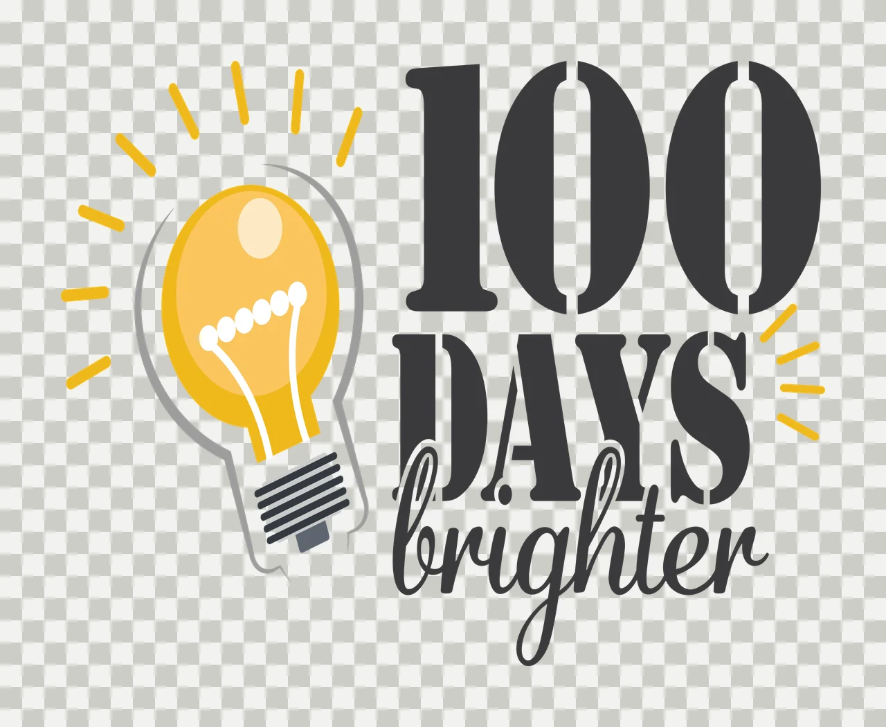 Of School 100 Days Brighter Lightbulb Text glowing light rays transparency and detail preview thumbnail