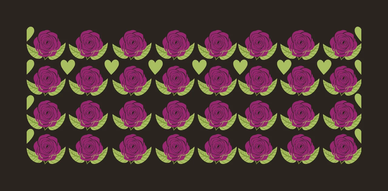 Can Glass Wrap Rose And Heart Pattern Border flower black white contrast preview thumbnail