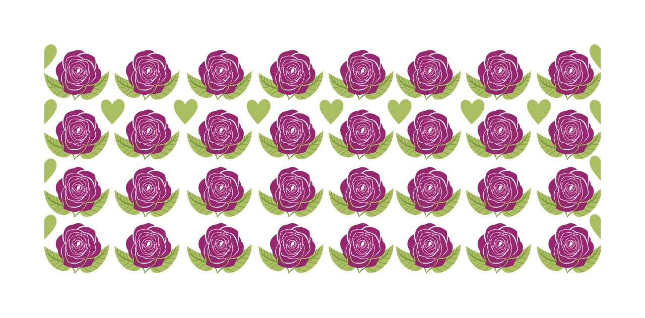 Can Glass Wrap Rose And Heart Pattern Border flower black white