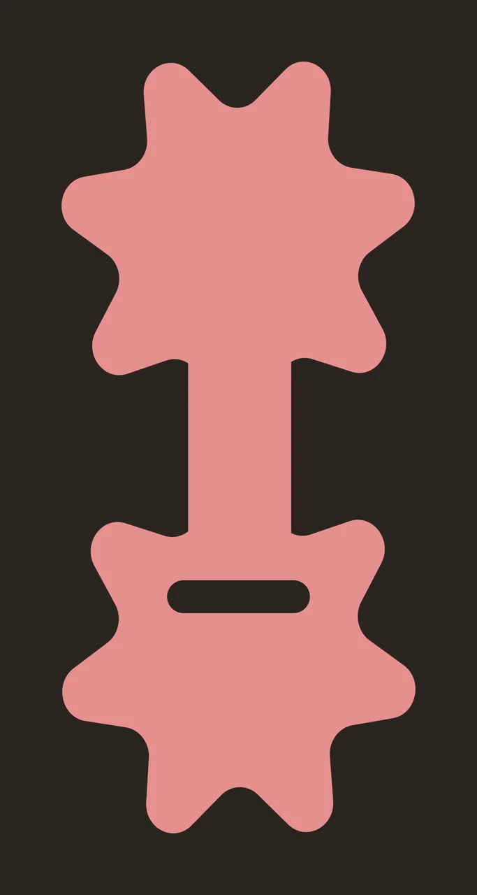 Gear-shaped dumbbell design with pink gear-shaped dumbbell, star-like teeth, central bar and horizontal white cutout contrast preview thumbnail