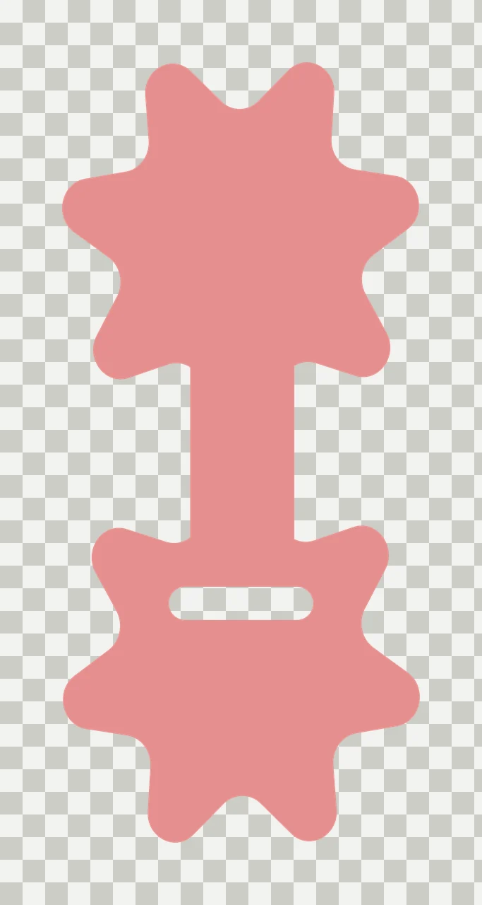 Gear-shaped dumbbell design with pink gear-shaped dumbbell, star-like teeth, central bar and horizontal white cutout transparency and detail preview thumbnail