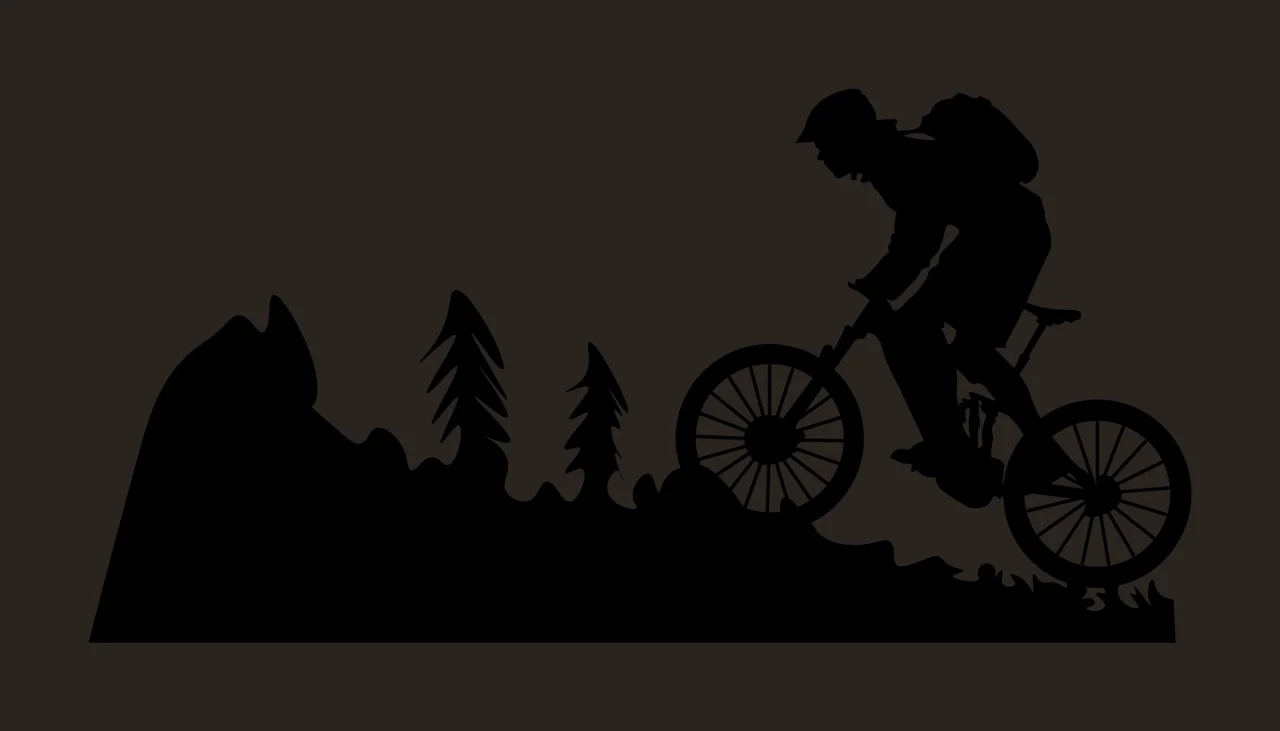 Can Glass Wrap Mountain Biker Riding Uphill Silhouette contrast preview thumbnail