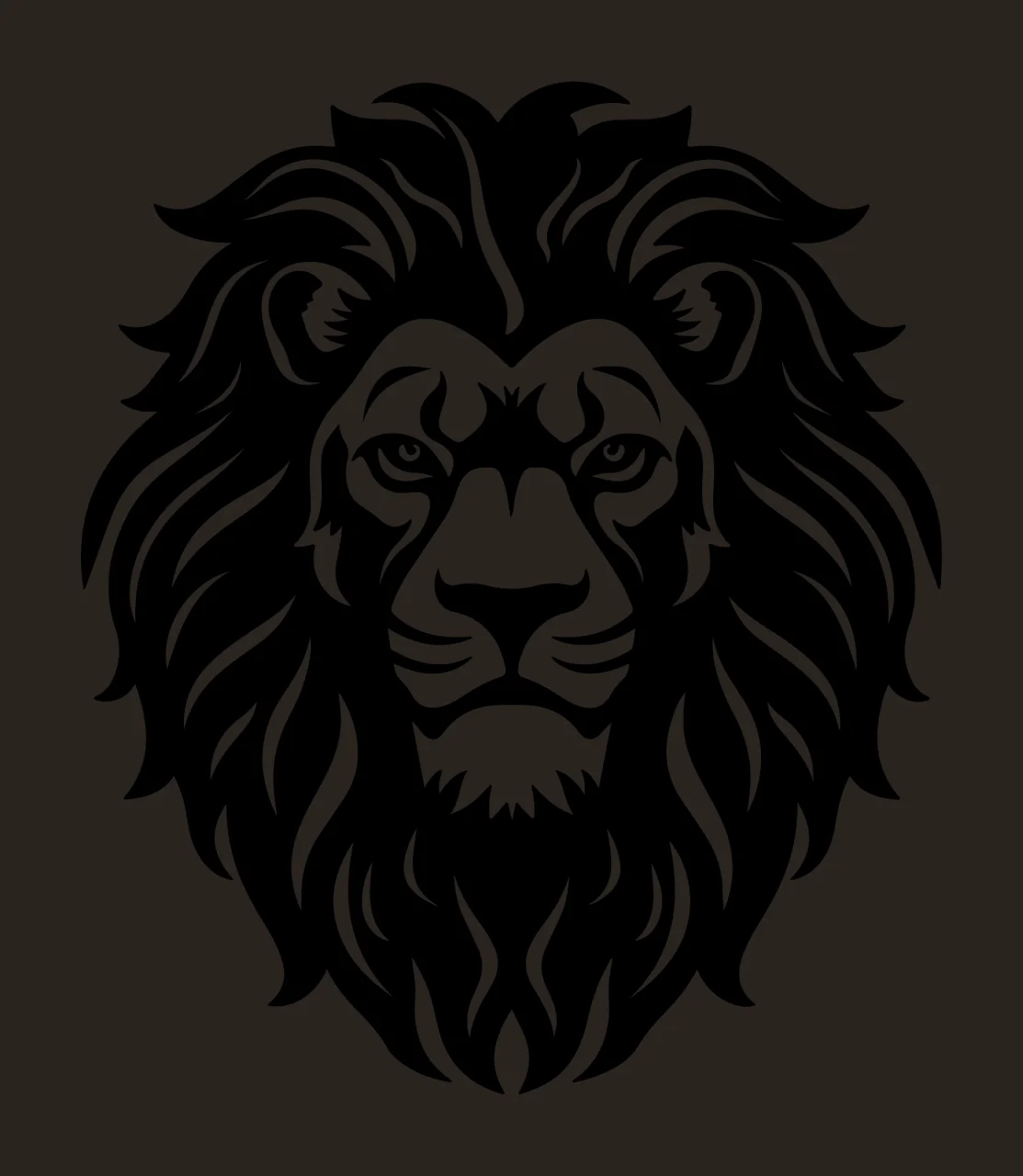 Lion Head Silhouette Portrait staring mane black white animal contrast preview thumbnail