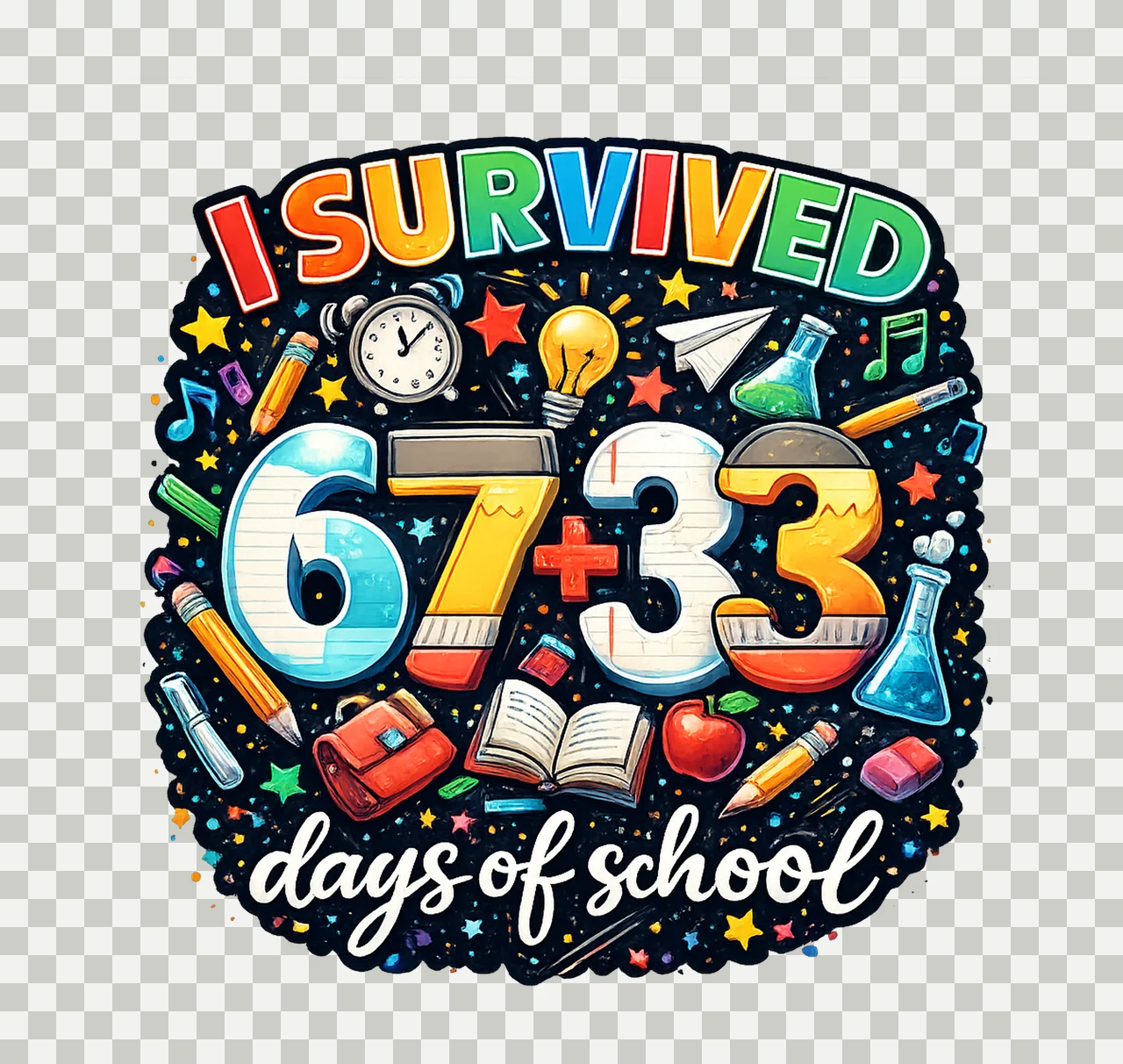 Survived 67 33 Days Of School 100 Days Shirt Design Teacher transparency and detail preview thumbnail