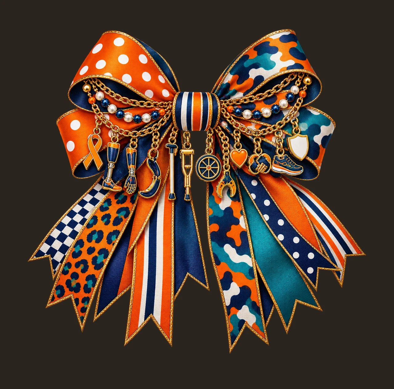 Limb Loss and Limb Difference Awareness Bow Charm PNG, Gold Chain Charms, Transparent Sublimation Design, Digital Download contrast preview thumbnail
